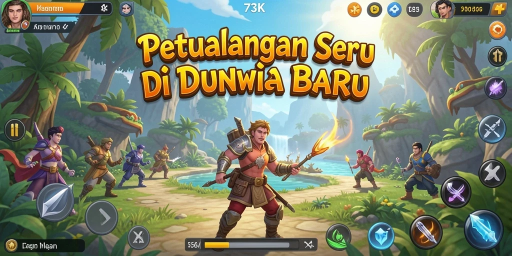 Tampilan gameplay <strong>73K</strong> yang menarik di dunia petualangan.