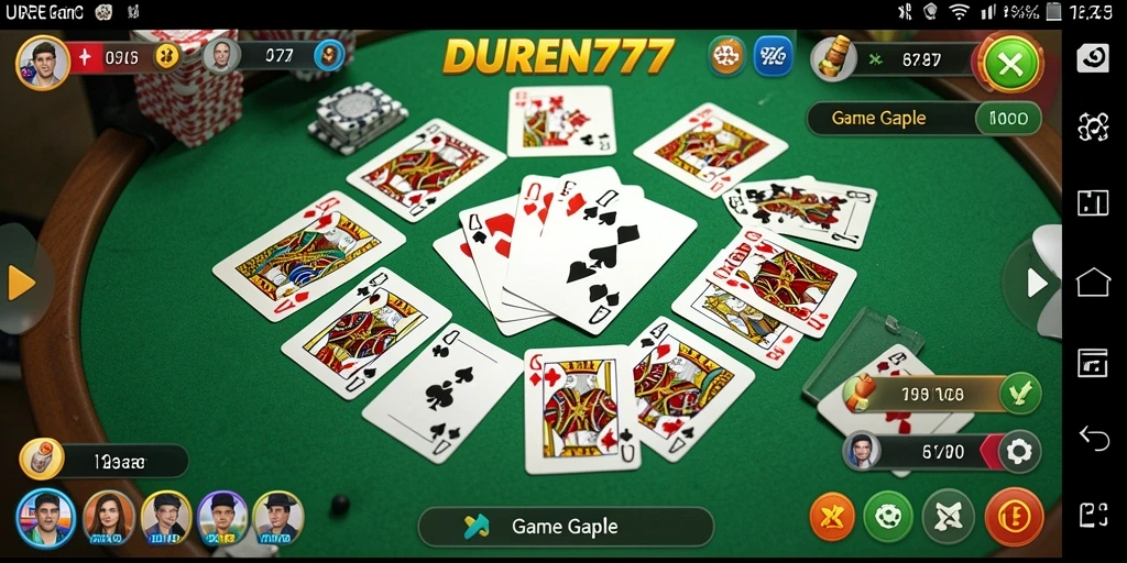 Tampilan gameplay seru DUREN777 saat bermain Gaple bersama teman.