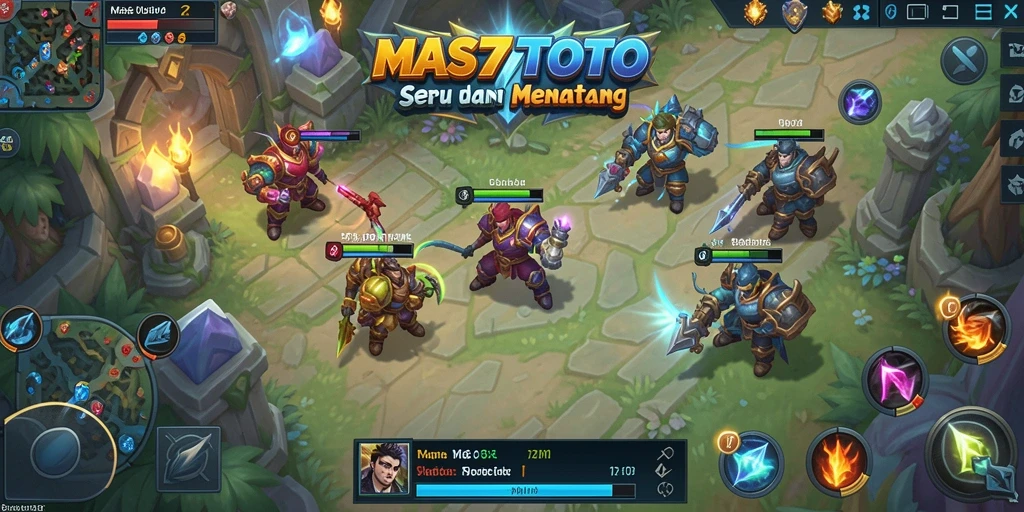 Tangkapan layar gameplay epik dari MAS77TOTO di arena MOBA.