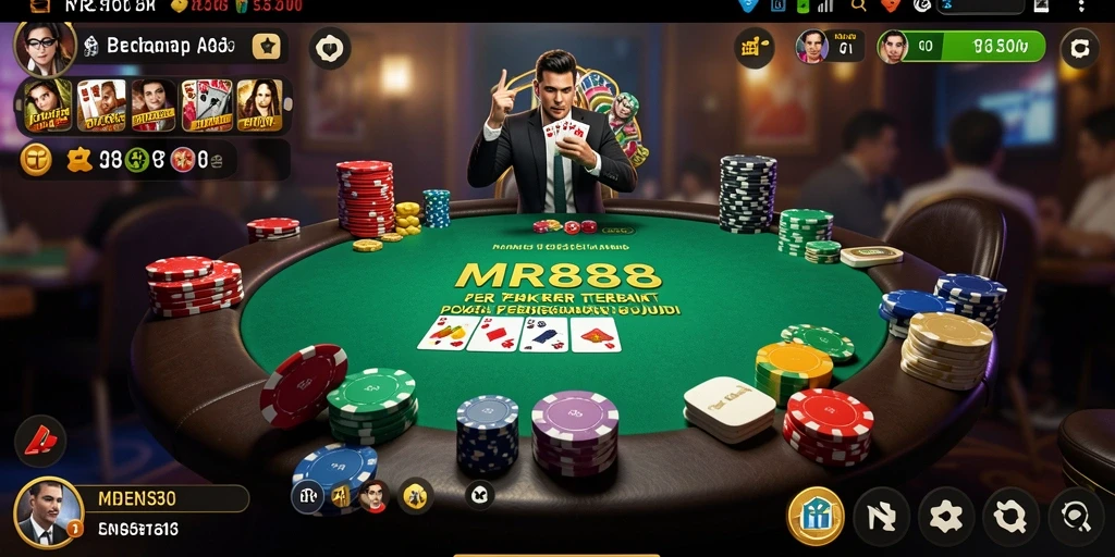 Tampilan gameplay poker yang menegangkan di MR888.