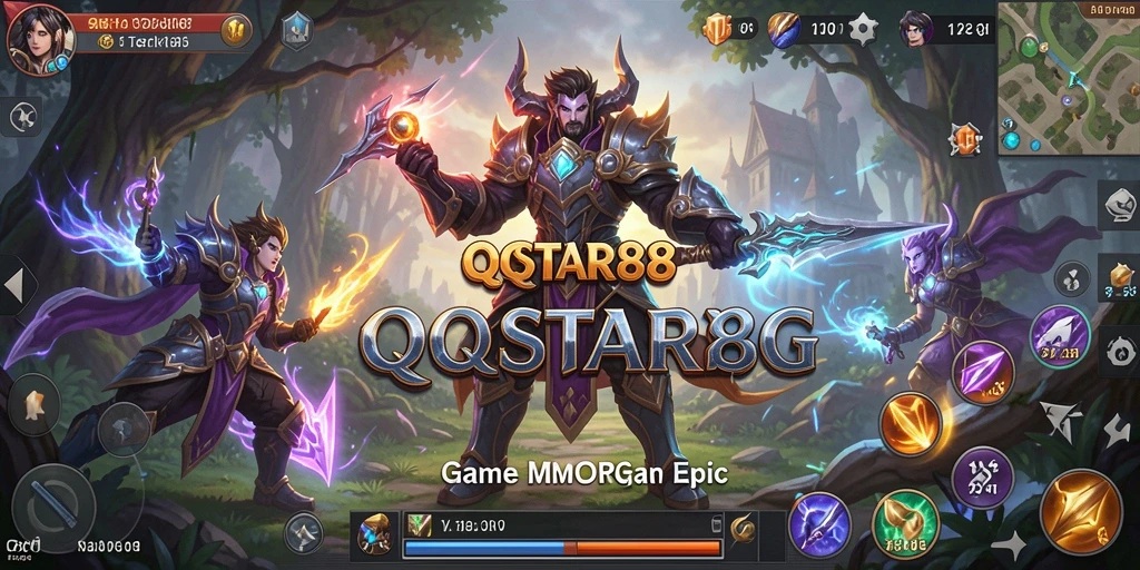 Screenshot gameplay QQSTAR88 menampilkan pertarungan seru dalam dunia MMORPG.