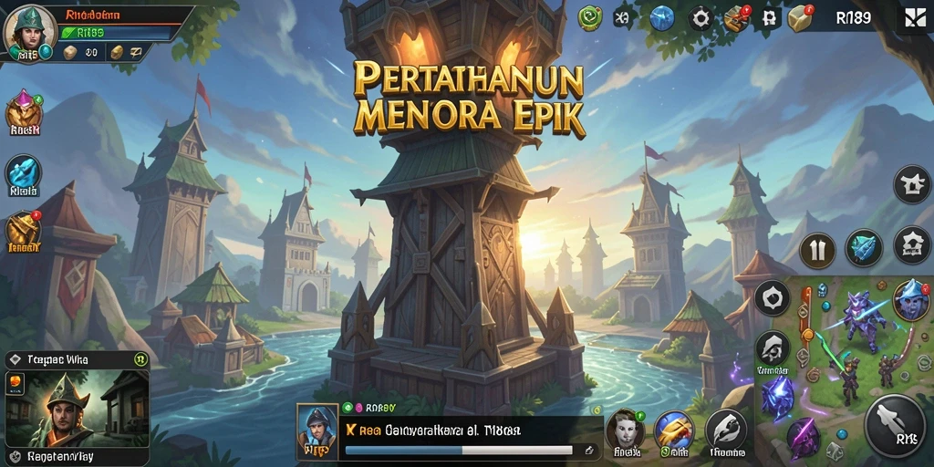 Tampilan gameplay Tower Defense yang intens dan menantang.