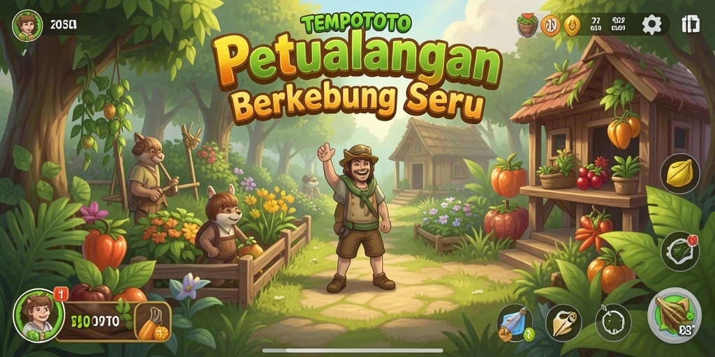 Tampilan menarik dari gameplay TEMPOTOTO di ladang yang subur.